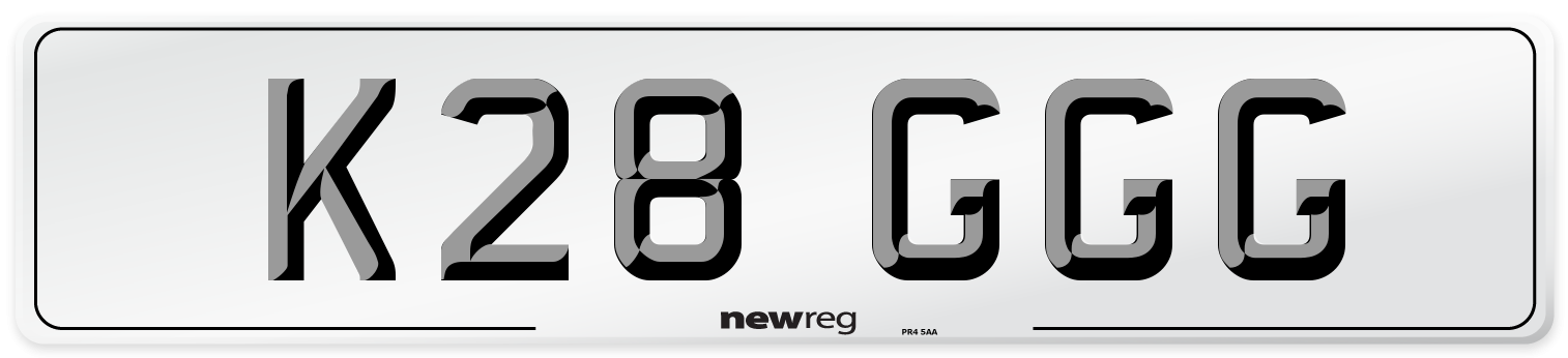 K28 GGG Number Plate from New Reg